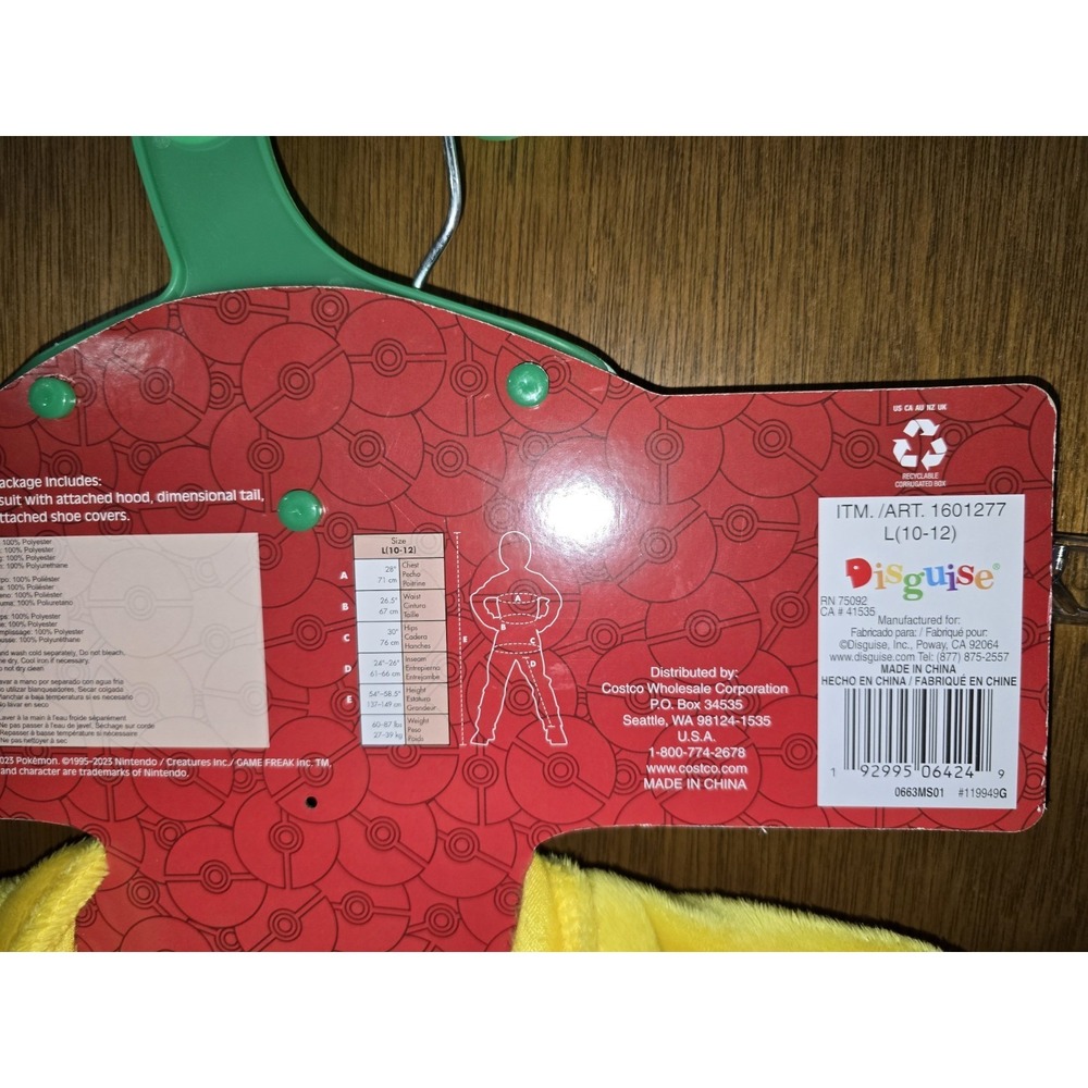 Pokemon - Pikachu Child Halloween Costume /Disguise - Size L ( 10/12) - Picture 7 of 8